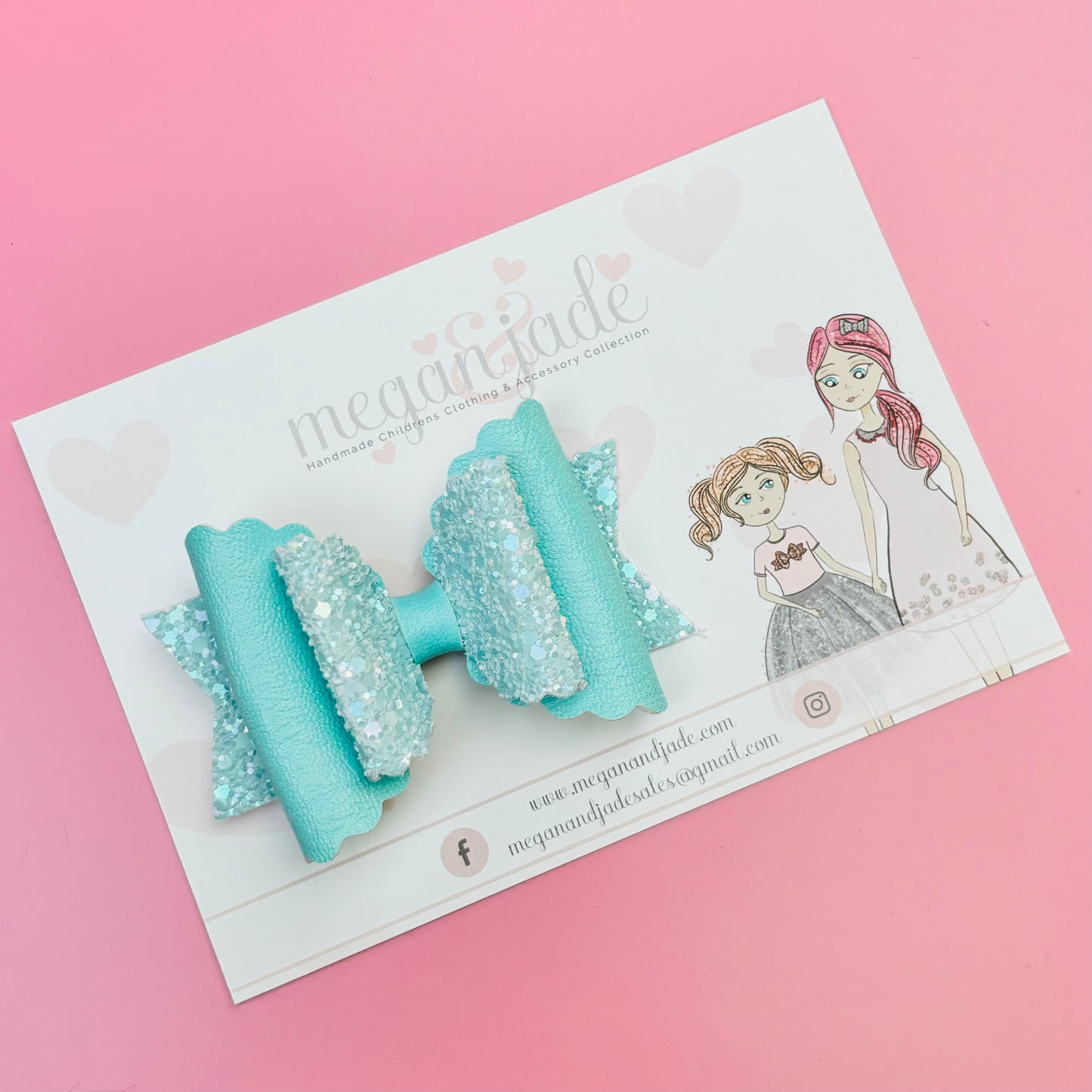 Blue Pastel Glitter Bella Hair Bow