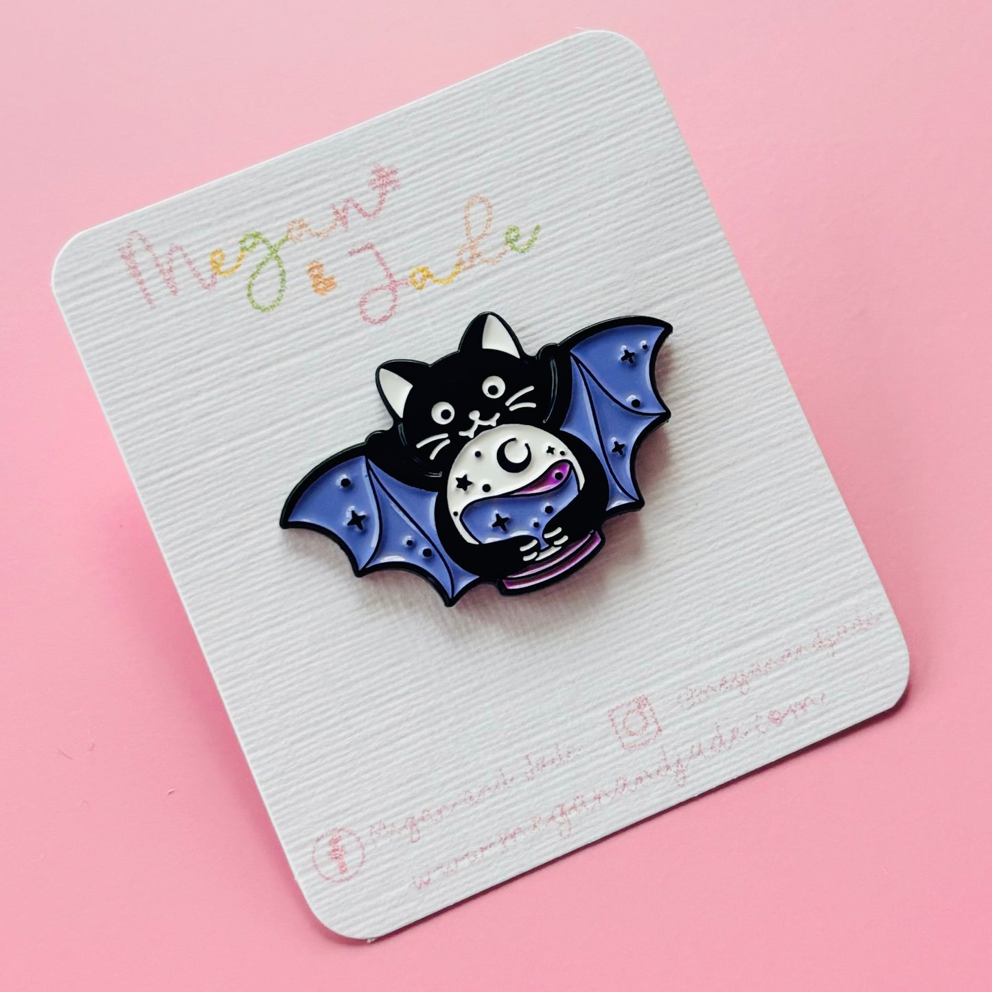 Bat Cat Halloween Pin Badge