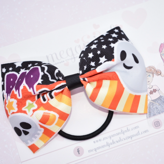Ghosts & Ghouls Boo Large Pinch Bow Hair Bobble
